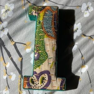 Anthropologie Multicolor Fabric Number Wall Art “1” or “l”